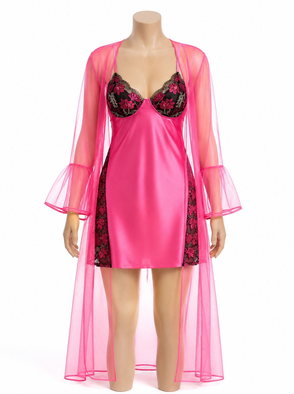 Midnight Bloom Robe & Chemise Set 8437(C3-4-R2)