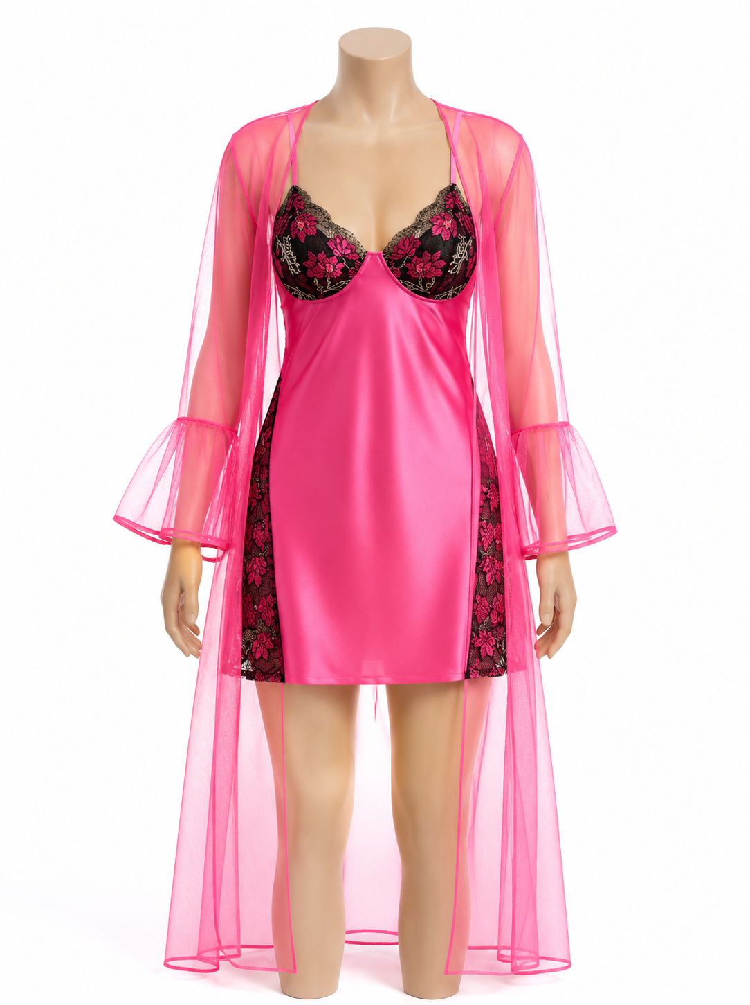 Midnight Bloom Robe & Chemise Set 8437(C3-4-R2)